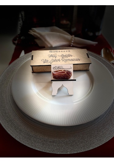 Hurmalık 6'lı Beyaz Ahşap Özel Kutulu Hurma Tabağı