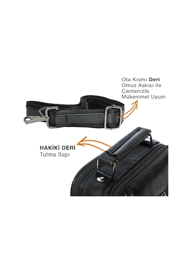Bay Pablo C60 Hakiki Deri Çelik Kasalı Orta Boy Erkek El Çantası Siyah