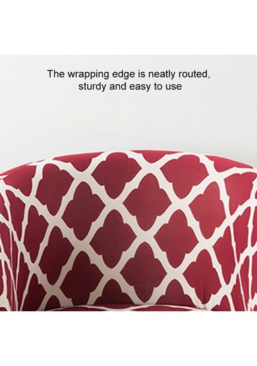 Sones Elastik Her Şey Dahil Tek Kişilik Yarım Daire Baskılı Kanepe Kılıfı Stil Kırmızı