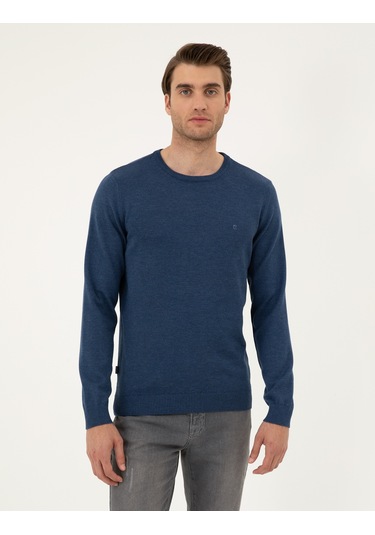 Pierre Cardin Erkek İndigo Melanj Kazak /triko 50296575-vr155 İndigo Melanj