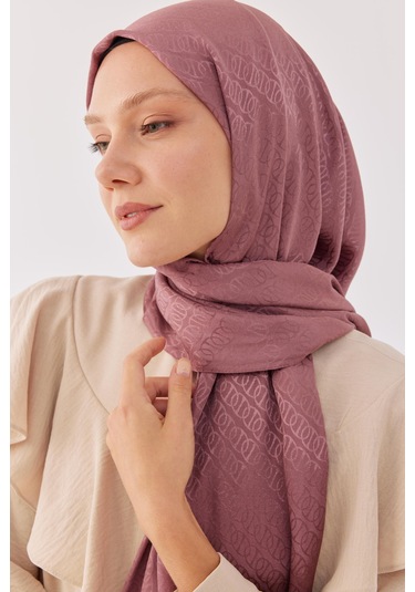 Mirsoy Scarf Halka Desen Parlak Jakar Şal - Leylak Leylak