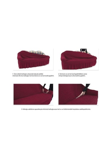 3 Kişilik Pamuklu Koltuk Kanepe Örtüsü Strech Bordo