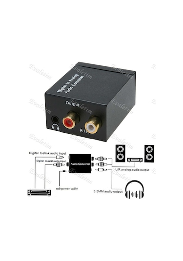 Dijital To Analog Optik 5057P 3.5Mm Ses Tos Rca Dönüştürücü Adaptör