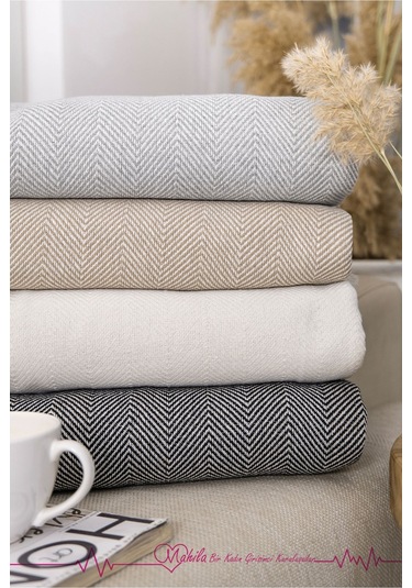 Klasik Pamuklu Koltuk Örtüsü 180x210cm Balık Sırtı Desen Koltuk Örtüsü Antrasit