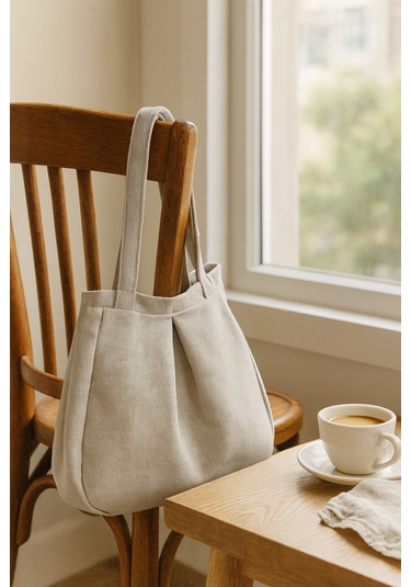 Yunusoğlu Home Gri Çok Amaçlı Premium Oversize Düz Orta Boy Kanvas Kadın El Ve Omuz Çantası Grii