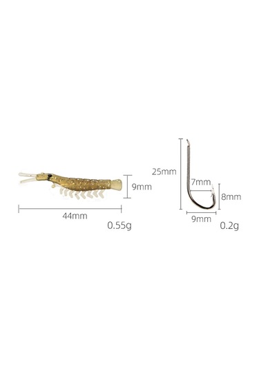 Homyl 50 Adet Balıkçılık Silikon Karides Lures Doğru-renk