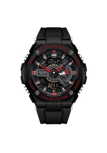 Novahub Sanda 3170 Erkekler Led Aydınlık Su Geçirmez Spor Saati Çok Renkli Siyah Kırmızı Çok Renkli