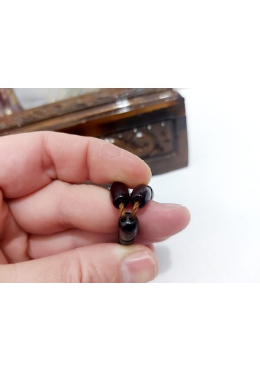 Çubuk Malzemeden Yapılma Fıçı Kesim Sıkma Kehribar Tesbih7.5x12.5