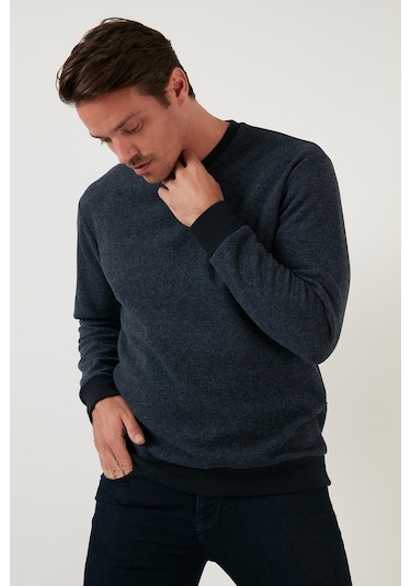 Buratti Slim Fit Bisiklet Yaka Pamuklu Erkek Kazak 456201 Indigo