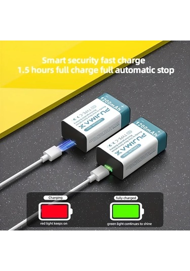 Xuweiwei Pujımax 8 Adet 9v Lityum Batarya Type C Şarj Kapasiteli Şarj Edilebilir Polimer Pil Elektronik Cihazlar İçin Taşınabilir Power Bank Alt N