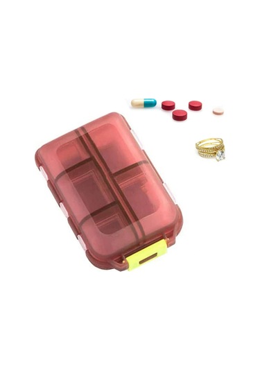 Mufunye Rezervuar Portatif İlaç Ve Vitamin Kutusu 10 Bölmeli, Reçeteli İlaçları Kolay Bölme Ve Saklama Özelliği - Kahverengi Kahverengi