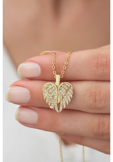 Kişiye Özel Gizli İsim Yazılı Aşkın Kanatları Açılan Kalpli Kolye Bbk55 Çok Renkli