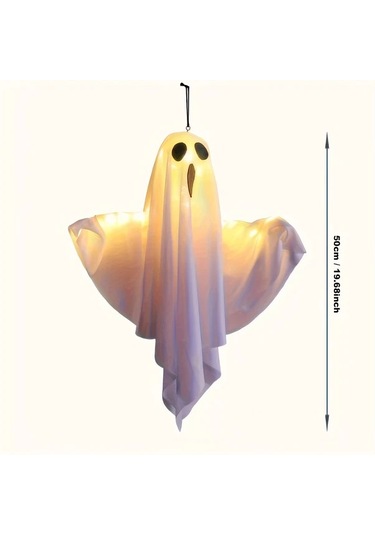 Elmpaly 3 Adet Beyaz Hayalet Led Askılık Cadılar Bayramı Dekorasyonu Bahçe Kapı Ağaç Süsü Ayarlanabilir Işık Kolu Dıy Hediyelik Altın