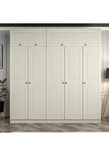 Kale 5 Kapaklı 2 İç Çekmeceli Dolap Ve Yüklük Kumtaşı Mebran İlkbahar 235cm Bej