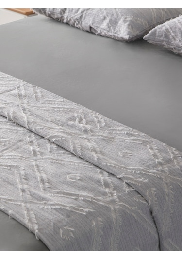 Anna Delux Çift Kişilik Çok Amaçlı Yatak Örtüsü Seti Gri Pamuk Nevresim Takımı Günlük 220x240 Gri