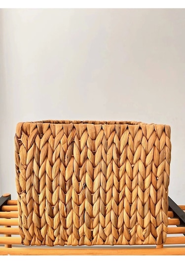 Dekoratif Kare Hasır Düzenleyici Sepet 3 Lü