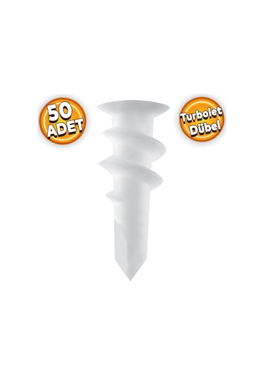 Turbolet Alçıpan Dübel Matkap Uçlu Dübel Plastik (50 ADET)