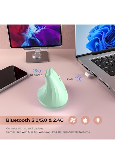 Yuntech01 Kysona Em9 Ergonomik Dikey Fare - Sağlıklı Kullanim - 4000dpı - Yeşil