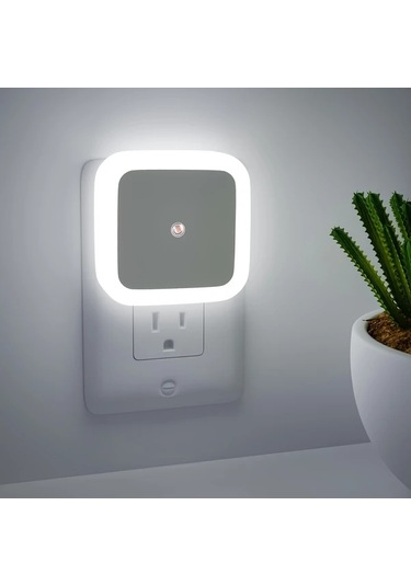 Dashanshop Akıllı Led Gece Lambası Beyaz Hareket Sensörlü Otomatik Açılır Kapanır Duvara Takılabilir Beyaz