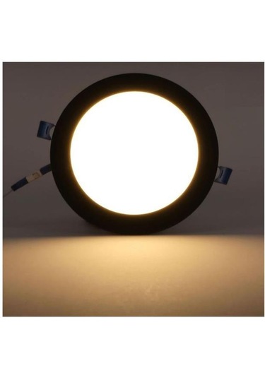 Ack Ap01-01201 12w Slim Led Panel Siyah Kasa 3000k Sarı Işık Gömme Spot Lamba Siyah