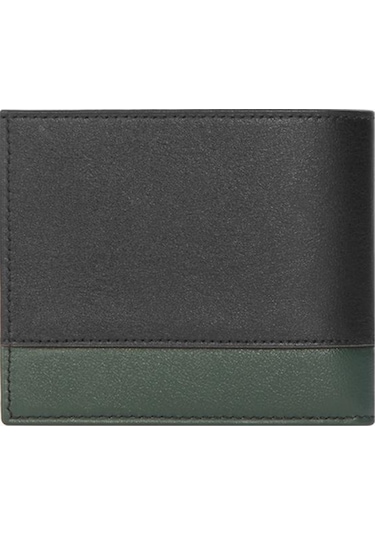 Cengiz Pakel Hakiki Deri Şerit Detaylı Yatay Erkek Cüzdan 27513 - Siyah/yeşil Çok Renkli