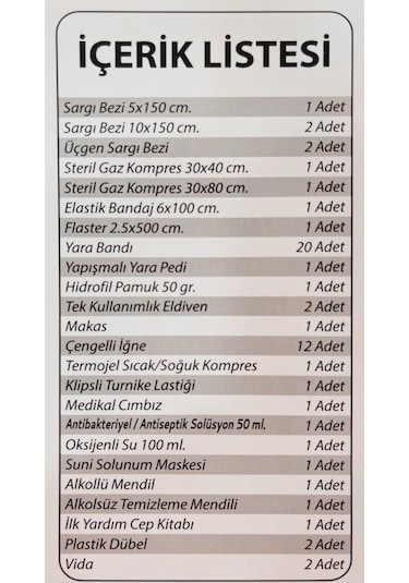 Kuzey Medikal İş Yeri İlk Yardım Çantası Ecza Dolabı - İlk Yardım Seti