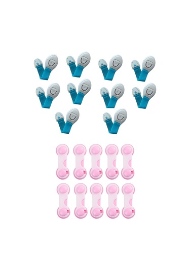 Demet Home Bebek Çocuk Güvenlik Seti Kapak Dolap Çekmece Kilidi 10+10 Super Çok Renkli