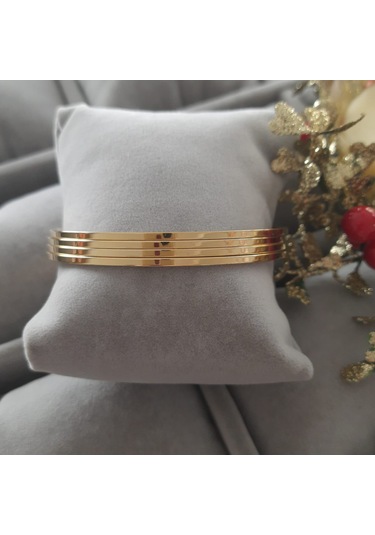 Çelik Gold Renk 4lü Ajda Model Bilezik Seti Altın