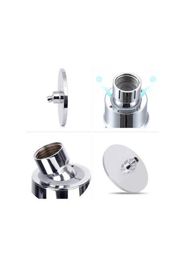 Vkemall 21cm Dairesel Abs Duş Başlığı - G1/2 Bağlantı, Otomatik Temizleme Nozzle, Yüksek Basınçlı, Krom Kaplama Büküm Borusu Hariç Gümüş