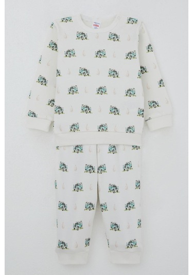 Breeze Erkek Bebek Pijama Takımı Omuzdan Patlı Macera Temalı Küçük Kaşif 4 Ay-1 Yaş, Ekru Ekru