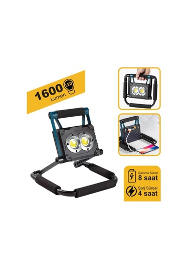 Lambada Süper Ledli El Projektörü Güneş Enerjili-şarjlı Usb Çıkışlı Mıknatıslı