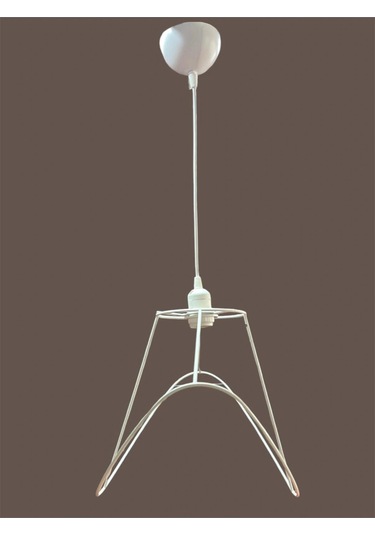 Yaprak Avize Teli , İskeleti Büyük Boy 50x32 Cm Beyaz Statik Boyalı Duy Takımı Dahil Beyaz