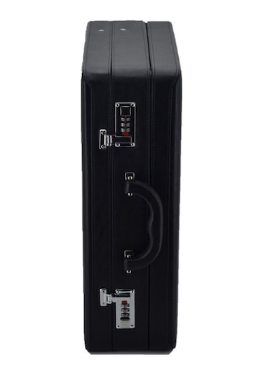 Bond Tipi Çanta Şifreli Körüklü Evrak Çantası Siyah 18 Litre Siyah