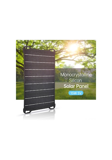 Hfambition 15w Monokristal Güneş Paneli Şarj Cihazı: Usb/dc Çıkışlı, 5v 2a, Telefon Ve Powerbank İçin Güneşten Şarj Edici Tahta