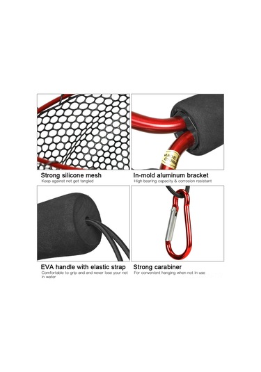 Kosona Mavi Silikon Ağı Ve Alüminyum Çerçeveli 50 Cm Uzunlukta Balık Tutma Ve Bırakma Aleti - Eva Kolu Ve Elastik Kayışlı