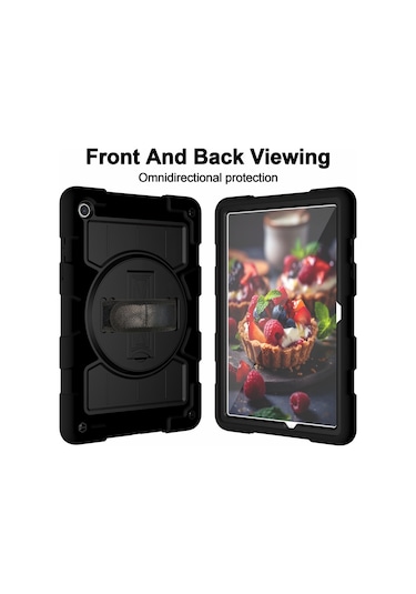 Samsung Uyumlu Galaxy Tab A9+ İçin Kickstand Kılıfı Dönen El Askısı Pc+tpu Omuz Askılı Tablet Kapağı