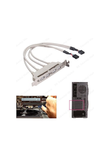 PC Anakart 9 Pin Header 4 Port USB 2.0 Dişi Kablo
