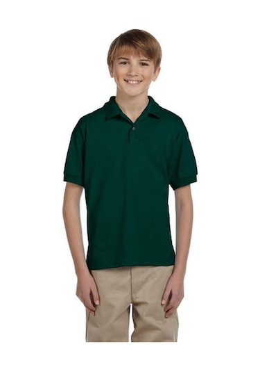 Tezzgelsin Erkek Çocuk Polo Yaka Kısa Kol Okul T-shirt Yeşil