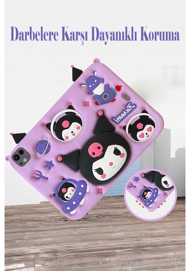 Apple Ipad 8. Ve 9. Nesil 10.2 Inç 2020 / 2021 Uyumlu Kedi Kılıf Standlı Eğlenceli Koruma Levander