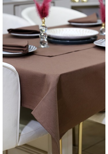 Dream Kumaş Peçete Modelleri Leke Tutmaz Kumaş Peçete Çeyiz Seti 6lı Paket Kahverengi