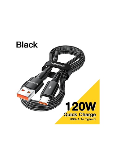 Essager Essager Usb C Şarj Kablosu 120w Hızlı Şarj 6a Xiaomi 12pro/redmi K50/not 11pro Uyumlu Siyah Bej 2m