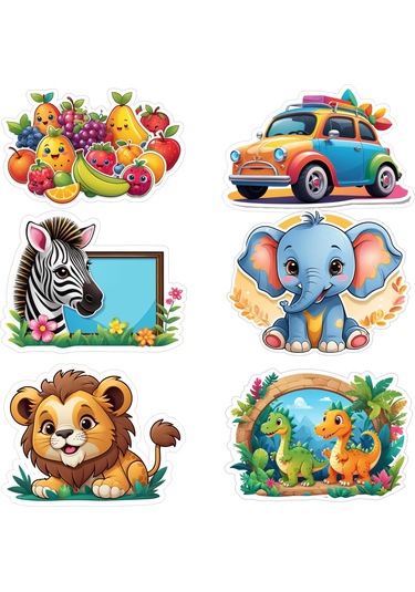 6 Adet Erkek Çocuk V2 Etiket Yapıştırma Sticker Defter Dolap Masa 10x10 Cm Çok Renkli