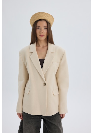 Mai Studios Nest Pile Detay Bej Blazer