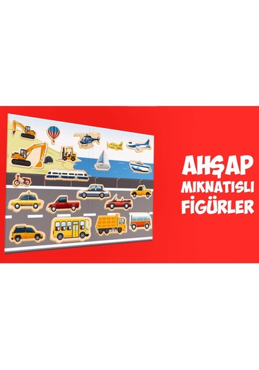 Calimera Toys Ahşap Mıknatıslı Seyahat Kitabı Araçlar Taşıtlar Oyunu