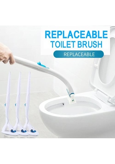 Tek Kullanımlık Tuvalet Temizleyici Fırça Banyo Temizleyici Kolu + Askılı + 12 Cımbız Scrubber Fırça İle Dolum Temizleme Aracı Tuvalet Fırçası Tutucular Altın