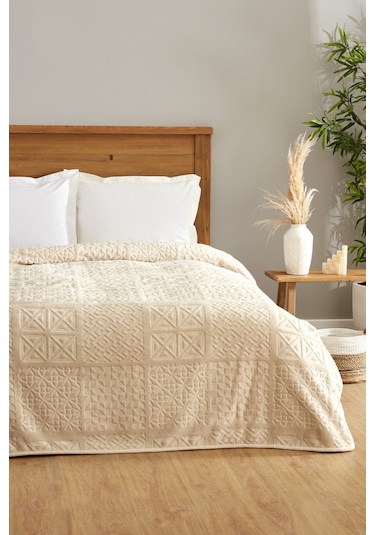 Karaca Home Blair Embos Tek Kişilik Battaniye Bej 200.22.05.0166