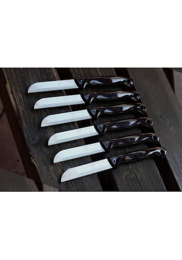 Solingen Simli Tırtıklı Sebze Meyve Bıçağı 6 Adet Karışık Renk