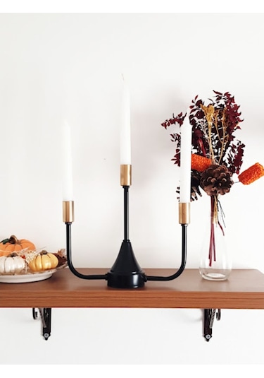 Üçlü Metal Şamdan Mumluk Eskitme