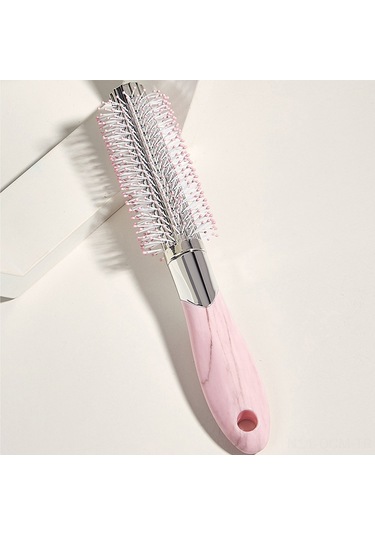 Qingmipy Saç Şekillendirme Ve Kurutma İçin Hafif Yuvarlak Fırça, Kaymaz Tutma Kolu, Tüm Saç Tipleri İçin Uygun, Pembe Renk