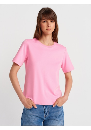 Dilvin 31763 Bisiklet Yaka T-shirt-pembe Pembe